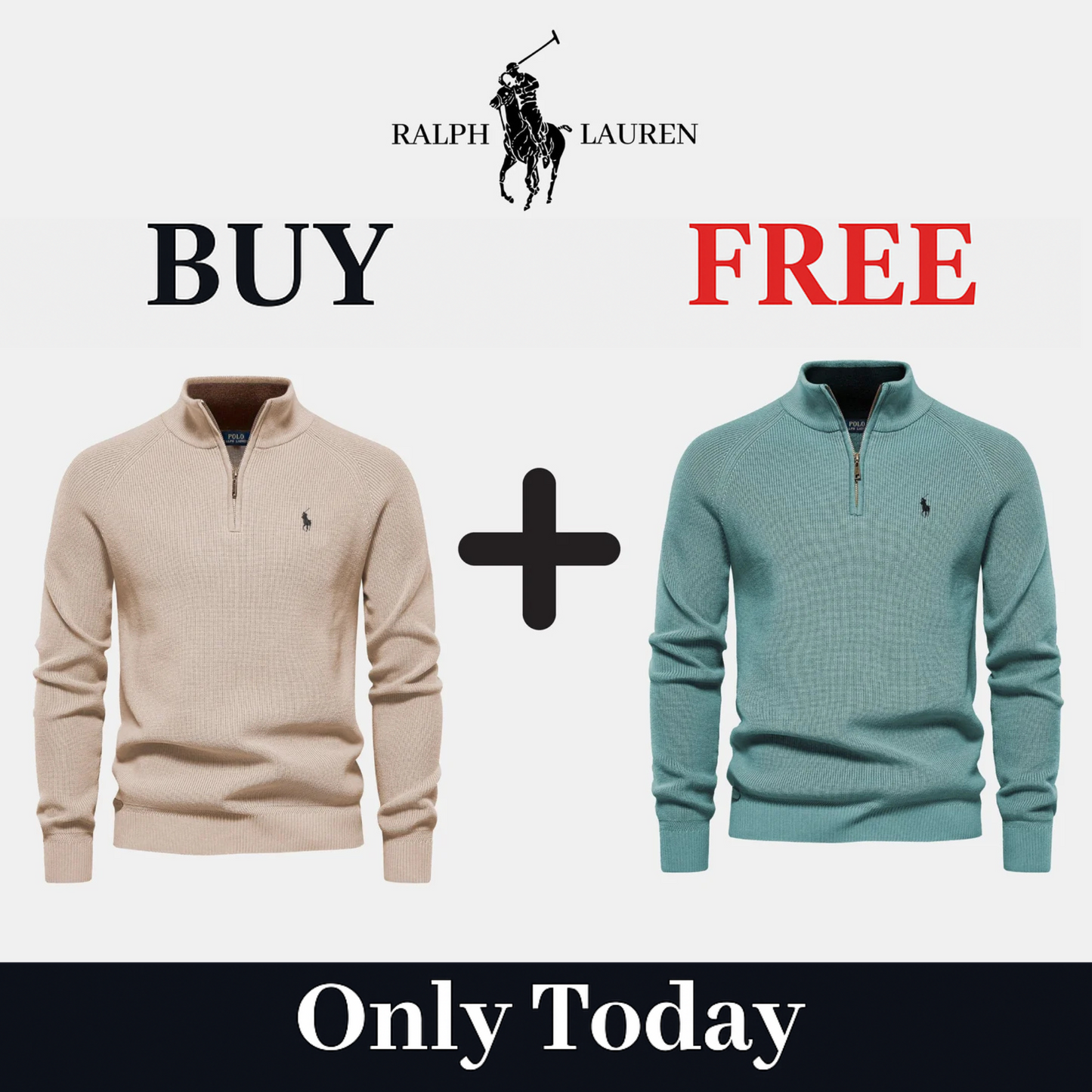 BUY 1, GET 2 - R&L 1+1 Zip Neck Sweater (CLEARANCE)