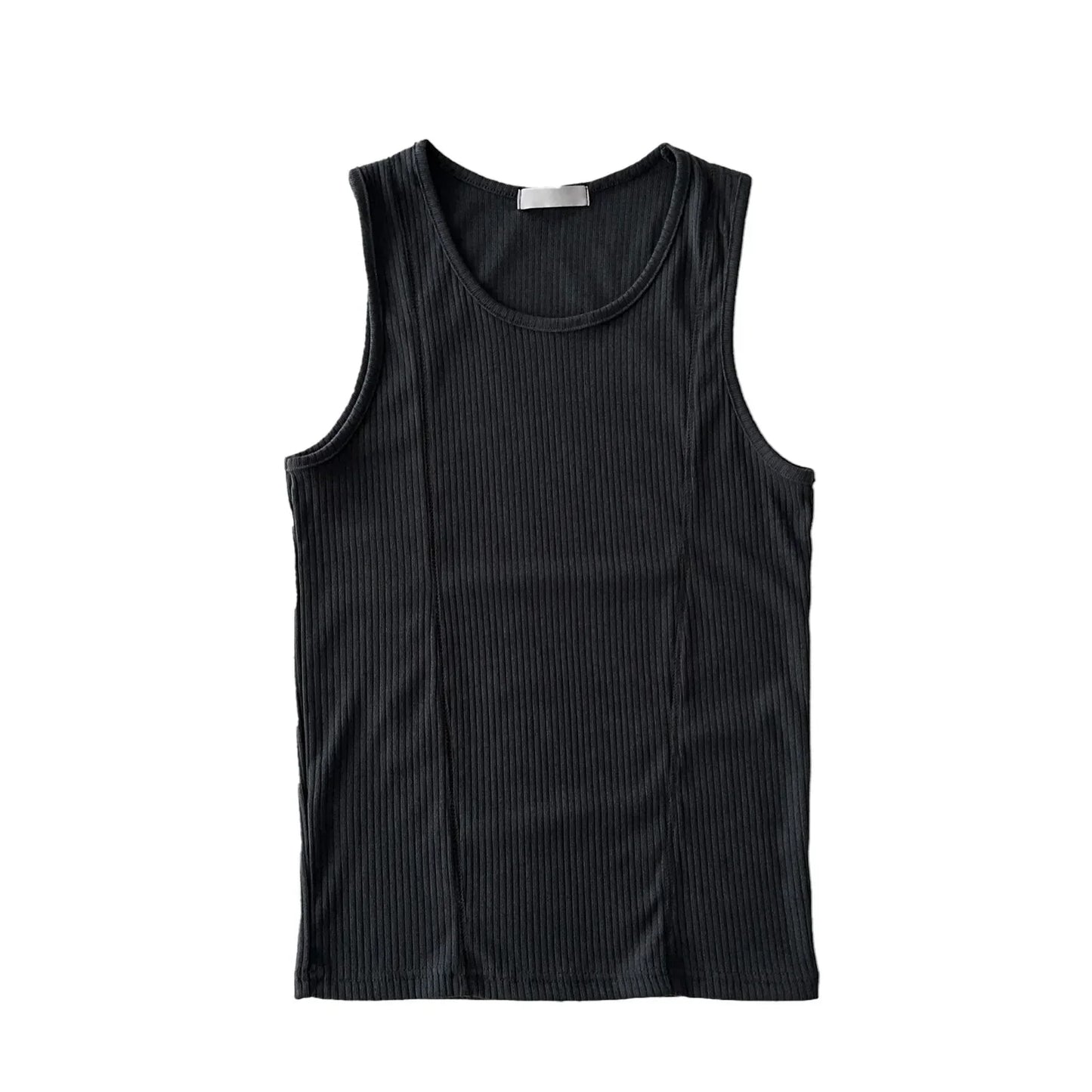 New 2025 Men's Fitness Elastic Slim Fit Vest Summer American Style T-Shirt Ribbed Vertical Stripes Casual Top Male Garment