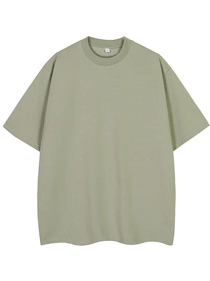 260GSM Summer T Shirt Men Korean Fashion Short Sleeve Loose Basic T-shirts Solid Tops Oversized Tee Unisex