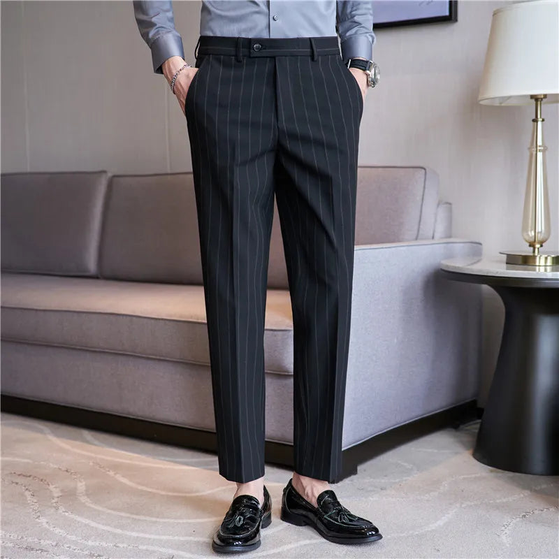 Pinstripe Suit Trousers for Men